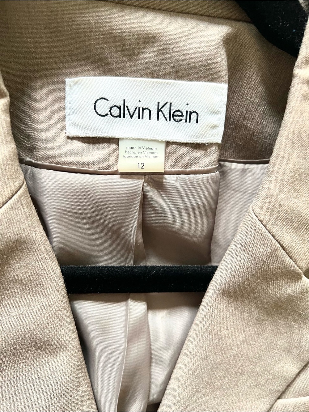 Calvin Klein Light Beige Women's Two-Button Blazer - Picture 3 of 3
